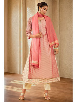 Soch - Pink Chanderi Embroidered Kurta with Pant & Dupatta (Set of 3)