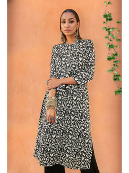 Soch - Women Black Viscose Floral Kurta