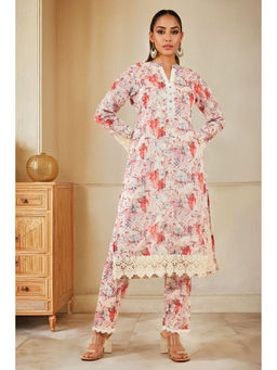 Soch - Women Multi-Color Kota Floral Kurta with Pant (Set of 2)