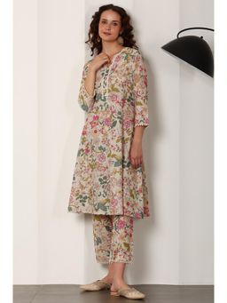 W - Floral Cotton Blend Kurta and Pant (Set of 2)