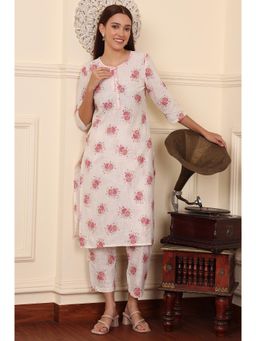 W - Floral Printed Cotton Kurta with Pant (Set of 2)