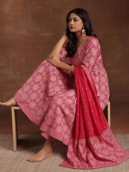Libas - Pink Silk Blend Printed Kurta Sets for Women