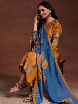 Libas - Mustard Silk Blend Printed Kurta Sets for Women