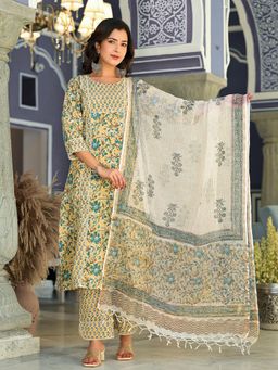 Aravalii - Blue Kurta with Trouser & Dupatta (Set of 3)