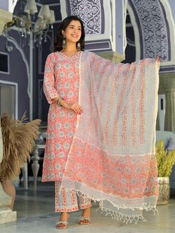 Aravalii - Yellow Kurta with Trouser & Dupatta (Set of 3)