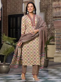 Aravalii - Multi-Color Kurta with Trouser & Dupatta (Set of 3)