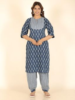 ARAMYA - Soft Cotton Straight Floral Print Kurta with Salwar for Women (Set of 2)