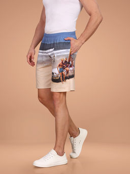 BULLMER - Beige Regular Fit Cotton Blend Summer Shorts