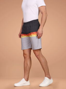 BULLMER - Grey Regular Fit Cotton Blend Summer Shorts
