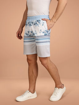 BULLMER - White Regular Fit Cotton Blend Summer Shorts