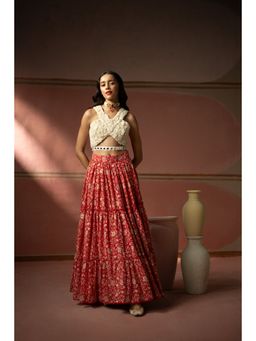 Twenty Nine - Red Chikankari Lehenga (Set of 2)