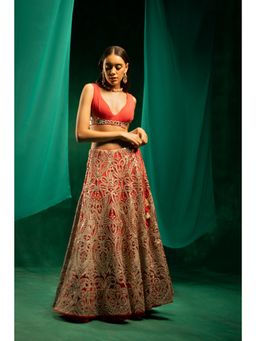 Twenty Nine - Red Mirror Work Lehenga (Set of 3)