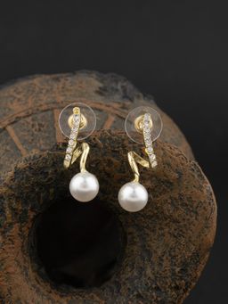 E2O - Gold Plated Stones Crafted Contemporary Drop Earring