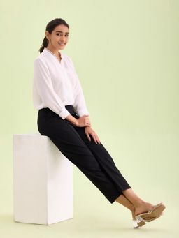 Go Colors - Women Solid Black Stretch Ponte Pants (4XL)