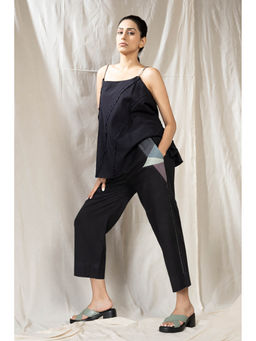 Thread Game - Eco Angles Elegant Jade Black Applique Top with Pant