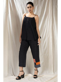 Thread Game - Patch Party Efficient Black Spaghetti Top with Pant