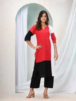 Angoshobha - Multi-Color Cotton Bengal Handwoven Kurta with Pant (Set of 2)