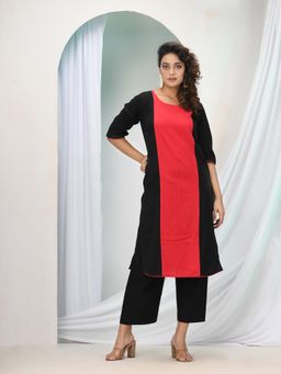 Angoshobha - Light Red Cotton Bengal Handwoven Kurta with Pant (Set of 2)