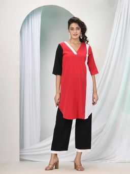 Angoshobha - White Cotton Bengal Handwoven Kurta with Pant (Set of 2)