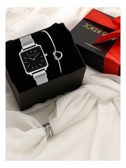 Joker and Witch - Joker & Witch Black Love Triangle Watch & Bracelet With Ring For Women (Pack of 3) (JWLT49)