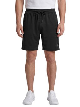 R&B - Black Regular Fit Textured Mid Rise Men Shorts