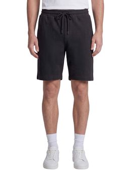 R&B - Black Regular Fit Solid Mid Rise Men Shorts