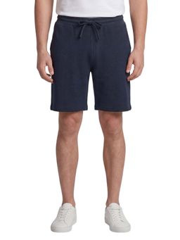 R&B - Navy Blue Regular Fit Textured Mid Rise Men Shorts