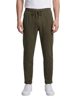 R&B - Olive Solid Men Regular Fit Trousers
