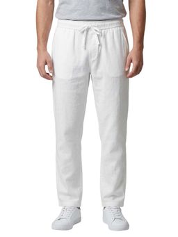 R&B - White Solid Men Regular Fit Trousers
