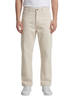 R&B - Cream Solid Men Baggy Jeans