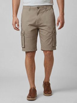 R&B - Beige Men Knee Length Mid-Rise Relaxed Fit Shorts
