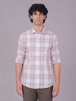 Classic Polo - Multi-Color Collar Neck Slim Fit Checked Cotton Casual Shirt
