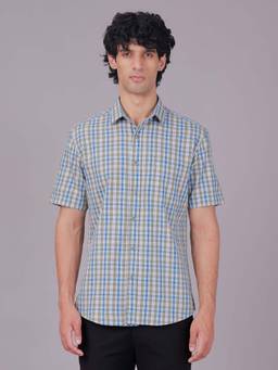 Classic Polo - Multi-Color Polo Neck Slim Fit Checked Cotton Casual Shirt