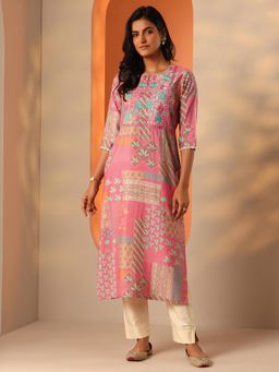 Libas - Women Pink Floral Kurta