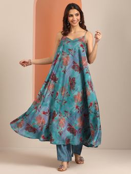 Libas - Women Blue Floral Kurta & Palazzo
