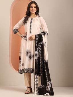 Libas - Women Cream Floral Kurta & Pant with Dupatta