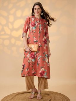 Globus - Women Orange Floral Kurta