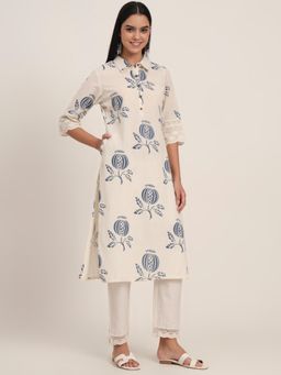 Divena - Women Off White Floral Kurta