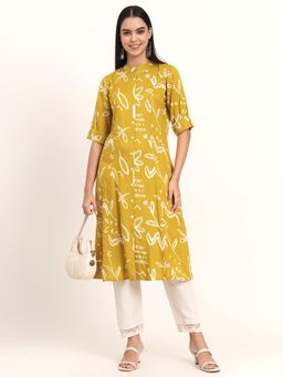 Divena - Women Mustard Printed Kurta
