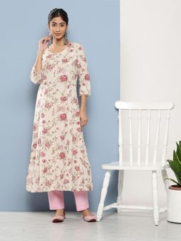 Divena - Women Off White Floral Kurta