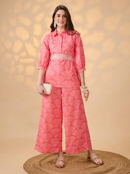 Globus - Women Coral Abstract Co-ord Set