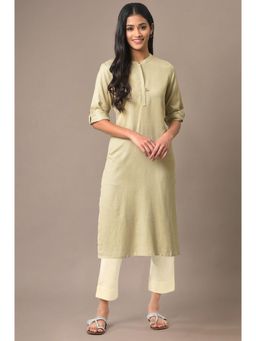 Aurelia - Women Beige Solid Kurta & Pant