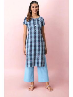 Aurelia - Women Blue Checks Kurta & Palazzo