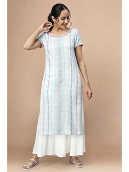 Aurelia - Women White Woven Kurta & Palazzo