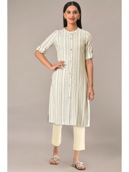 Aurelia - Women Beige Stripes Kurta & Pant