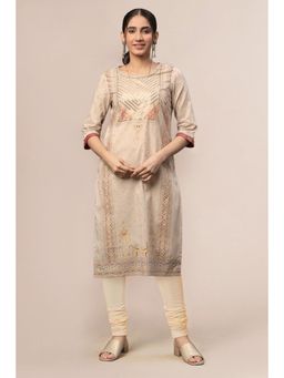 Aurelia - Women Beige Printed Kurta & Churidar