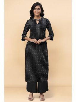 Aurelia - Women Black Stripes Kurta & Palazzo
