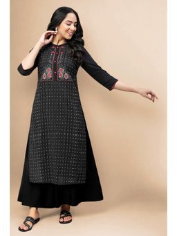 Aurelia - Women Black Floral Kurta & Palazzo