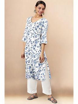 Aurelia - Women White Floral Kurta & Palazzo