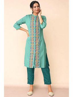 W - for Women Green Printed Kurta & Pant